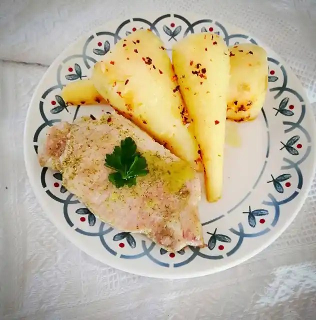 Panais rôti au Niora et sa viande à l&rsquo;huile&nbsp;verte